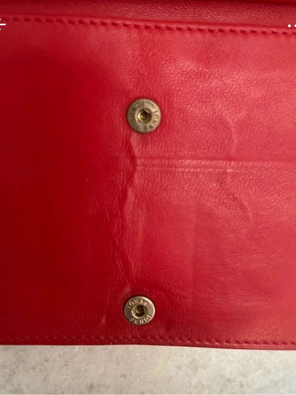 Fendi Red Embossed FF Logo Leather Clutch w/ Metal chain crossbody - Picture 12 of 12